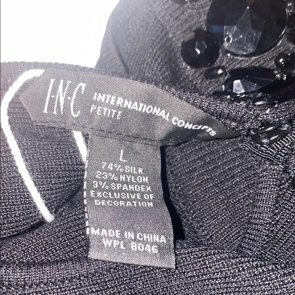 INC International Concepts Black Embellished Top cocktail new - Picture 4 of 8